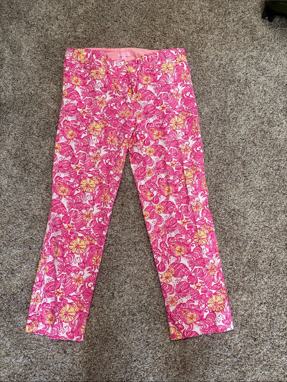 Lilly Pulitzer Bright Pink Floral Print Pants